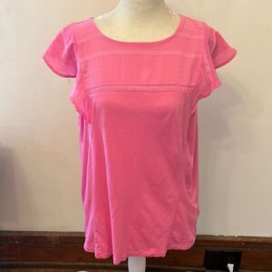 Banana Republic bubble gum pink ruffle cap sleeve blouse Size L EUC